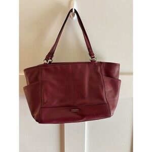 Coach Red Pebbled Leather Tote Bag | Large Shoulder Bag | Classic Everyday Purse